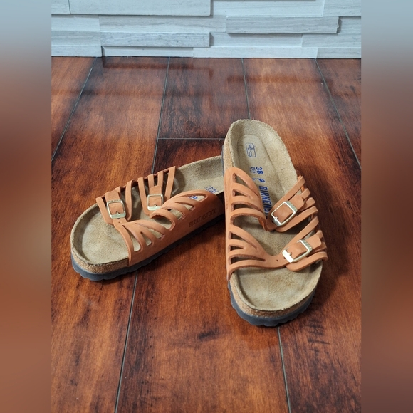NEW Birkenstock GRANADA Nubuck Orange Sandals EU 38 US 7 - Picture 2 of 8